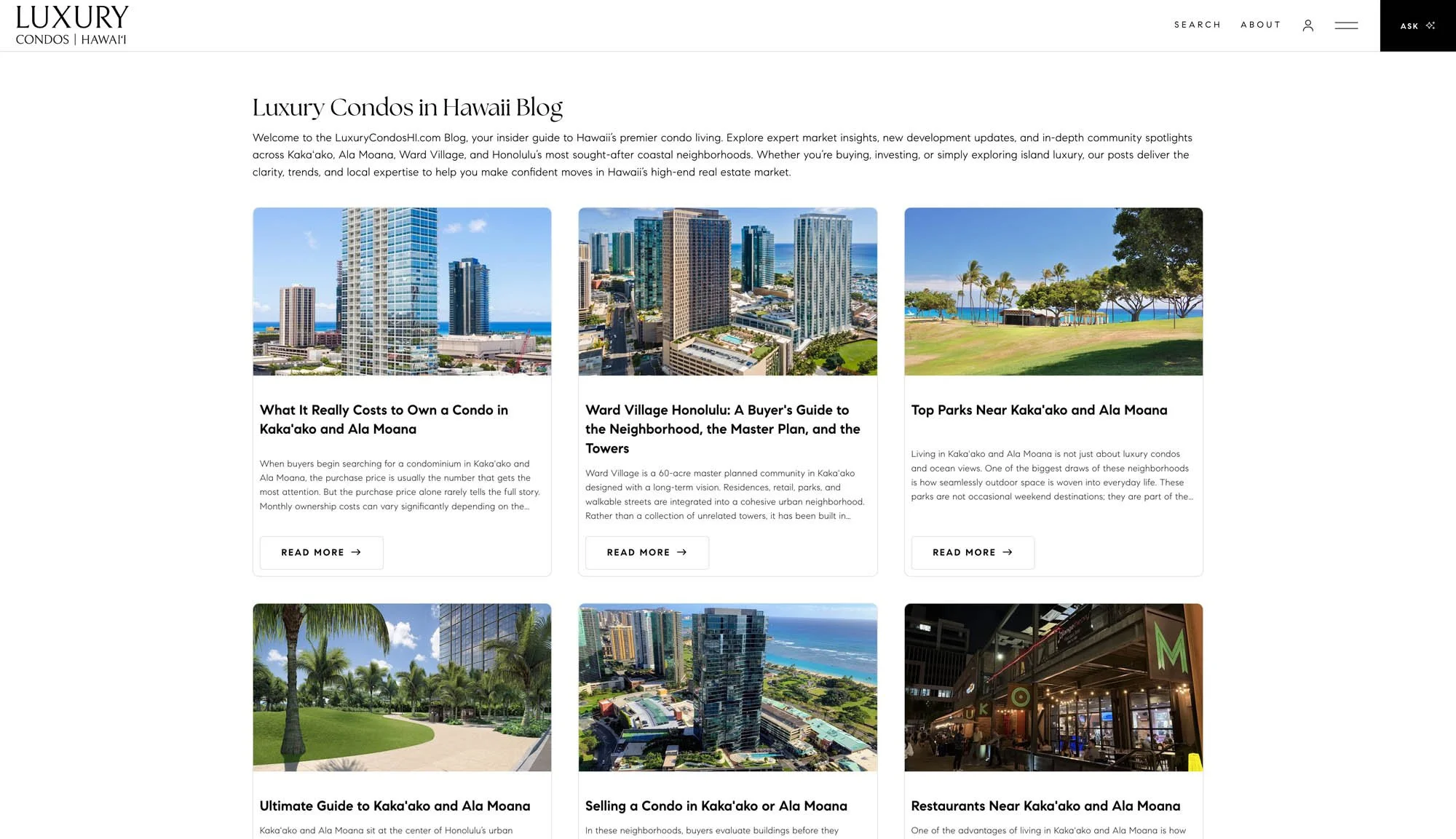 Blog page on Luxury Condos HI